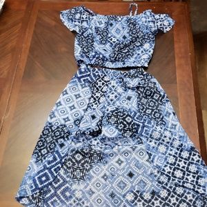 Hi low skirted short and top set